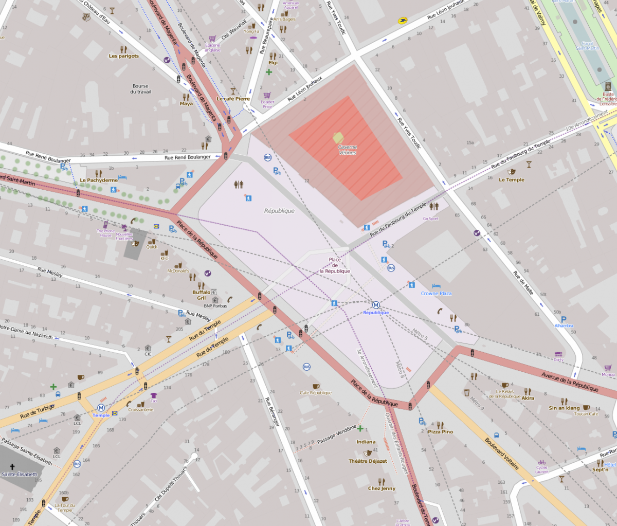 La place de la République dans OpenStreetMap le 24 juin au matin